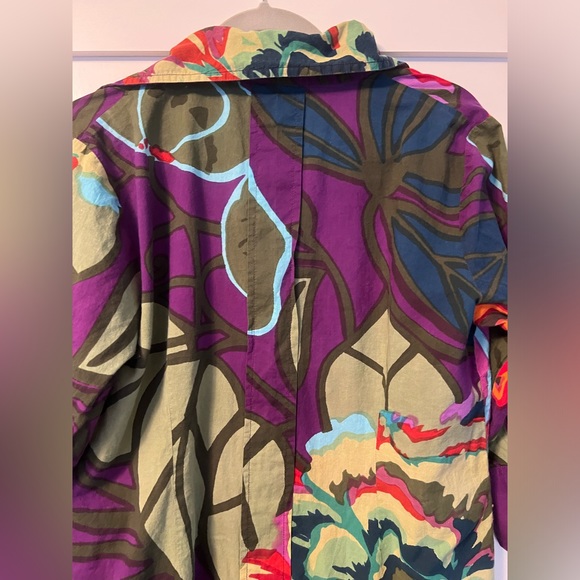 Soft Surroundings Sadie Purple Floral Button Front Longline Tunic Top Pockets Sm - Picture 7 of 8